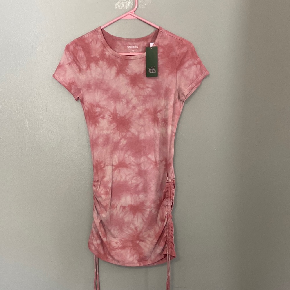 Never worn. Super soft, pink tie die mini dress. Size x-small